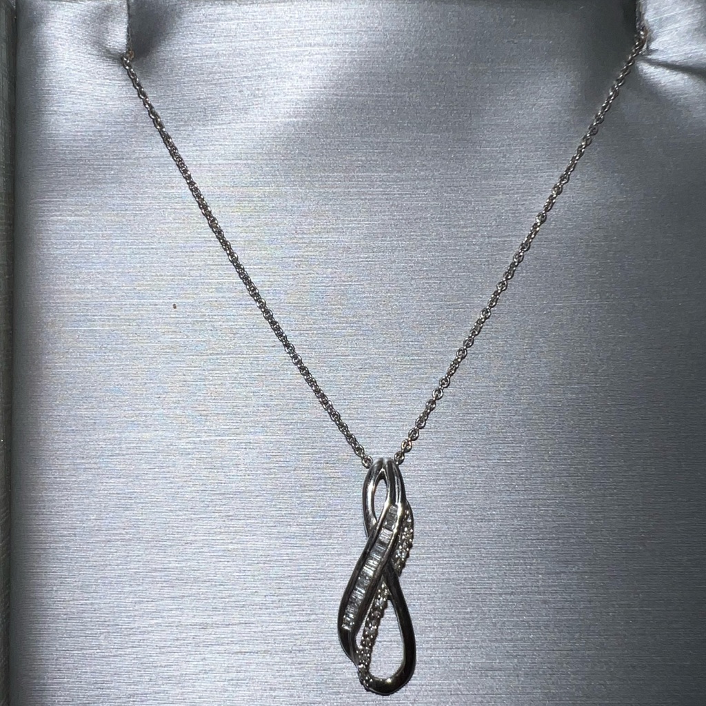Zales Silver And Diamond Necklace And Earrings Set